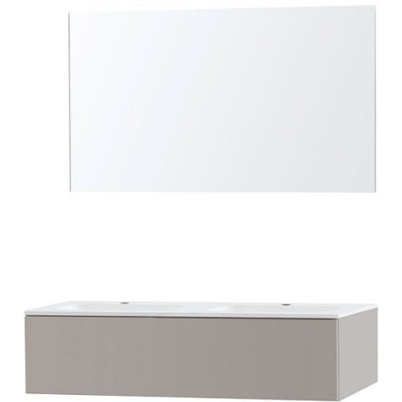 Meuble Puro duo coloris gris 120 1 tiroir marbre synthétique avec miroir