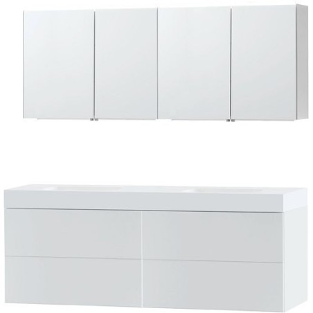 Meuble Puro duo coloris blanc 180 solid Puro avec armoire de toilette