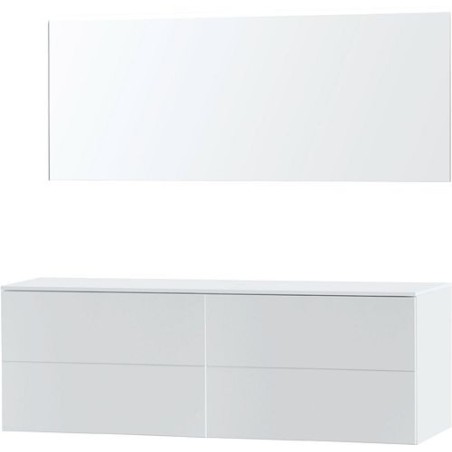 Meuble Puro duo coloris blanc 180 solid à poser avec miroir