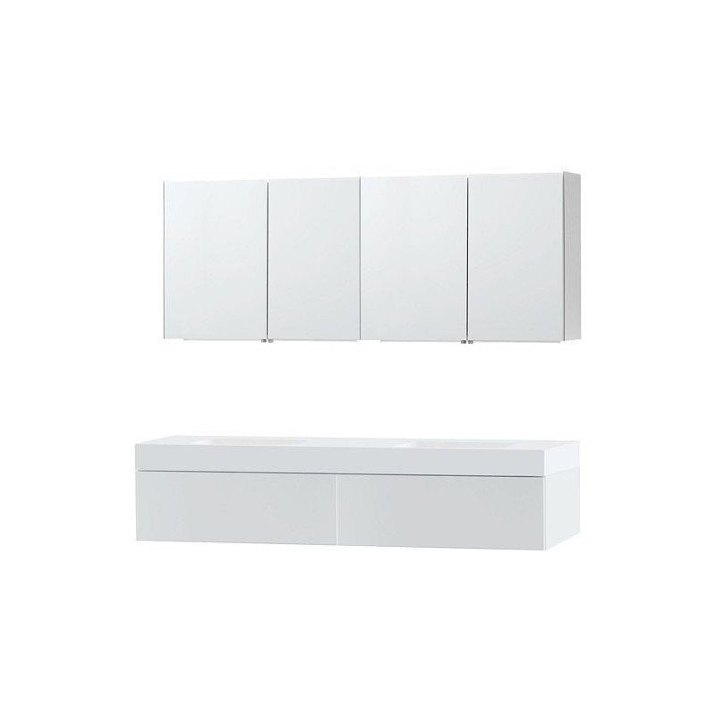 Meuble Puro duo coloris blanc 180 1 tiroir solid Puro avec armoire de toilette