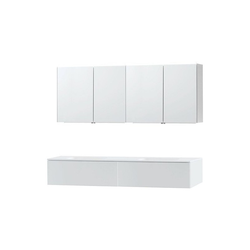 Meuble Puro duo coloris blanc 180 1 tiroir solid molto avec armoire de toilette