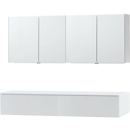 Meuble Puro duo coloris blanc 180 1 tiroir solid à poser avec armoire de toilette