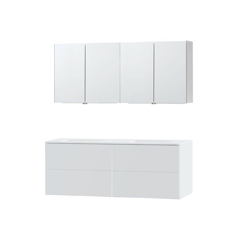 Meuble Puro duo coloris blanc 160 solid molto avec armoire de toilette