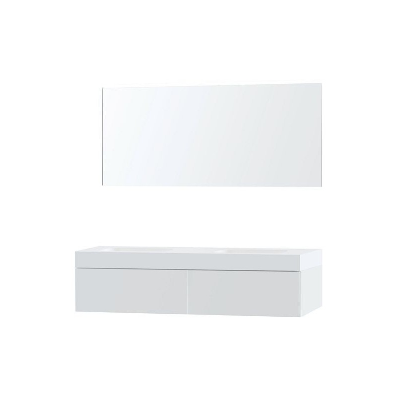 Meuble Puro duo coloris blanc 160 1 tiroir solid Puro avec miroir