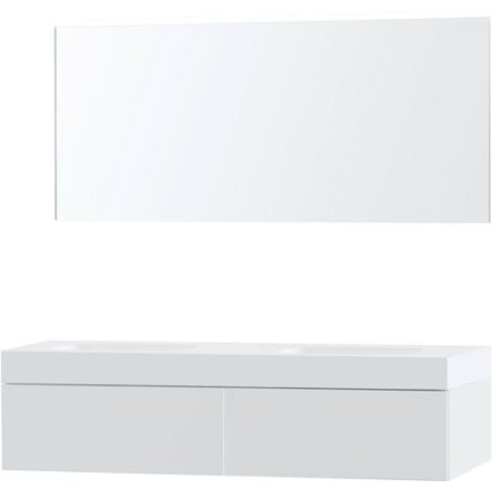 Meuble Puro duo coloris blanc 160 1 tiroir solid Puro avec miroir