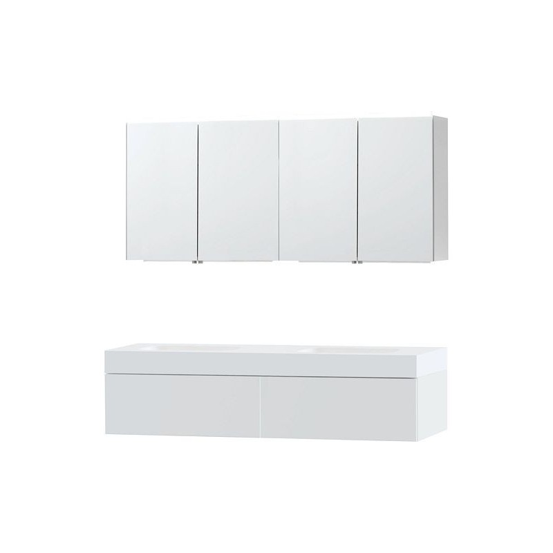 Meuble Puro duo coloris blanc 160 1 tiroir solid Puro avec armoire de toilette