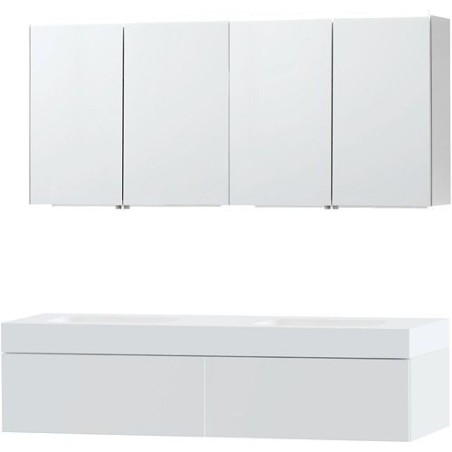 Meuble Puro duo coloris blanc 160 1 tiroir solid Puro avec armoire de toilette