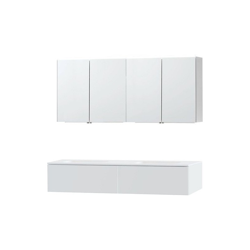 Meuble Puro duo coloris blanc 160 1 tiroir solid molto avec armoire de toilette