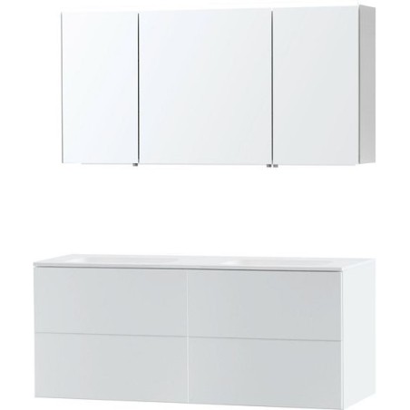 Meuble Puro duo coloris blanc 140 solid molto avec armoire de toilette