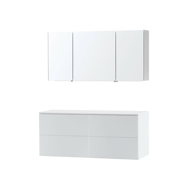 Meuble Puro duo coloris blanc 140 solid à poser avec miroir