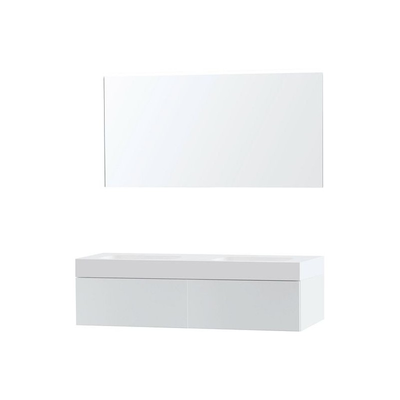 Meuble Puro duo coloris blanc 140 1 tiroir solid Puro avec miroir