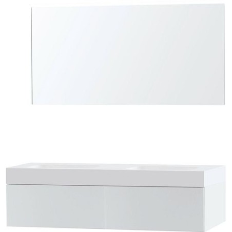 Meuble Puro duo coloris blanc 140 1 tiroir solid Puro avec miroir