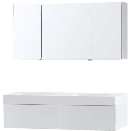 Meuble Puro duo coloris blanc 140 1 tiroir solid Puro avec armoire de toilette