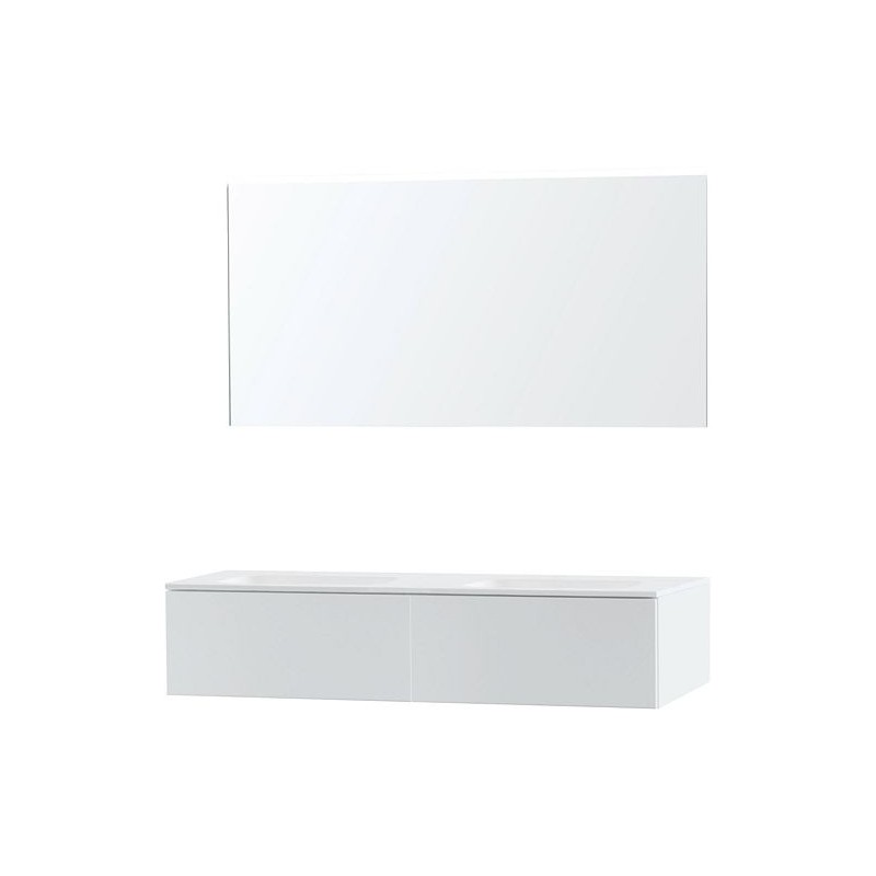 Meuble Puro duo coloris blanc 140 1 tiroir solid molto avec miroir