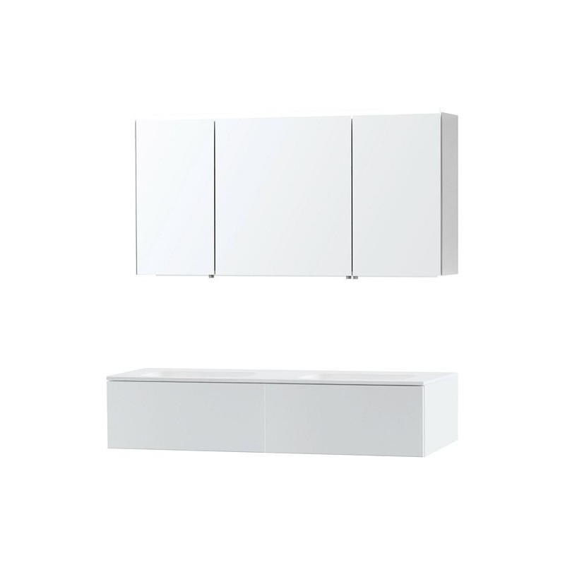 Meuble Puro duo coloris blanc 140 1 tiroir solid molto avec armoire de toilette