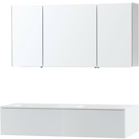 Meuble Puro duo coloris blanc 140 1 tiroir solid molto avec armoire de toilette