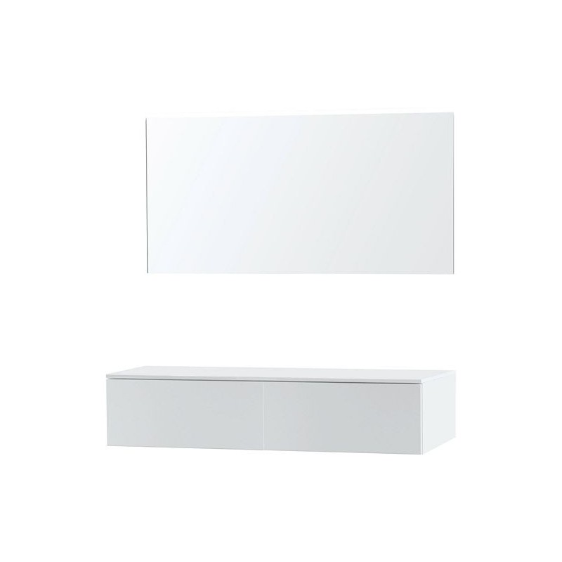 Meuble Puro duo coloris blanc 140 1 tiroir solid à poser avec miroir