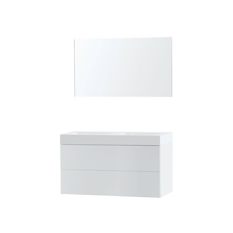 Meuble Puro duo blanc 120 solid Puro avec miroir