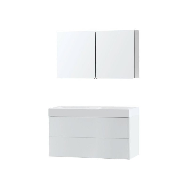 Meuble Puro duo blanc 120 solid Puro avec armoire de toilette