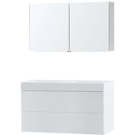 Meuble Puro duo blanc 120 solid Puro avec armoire de toilette