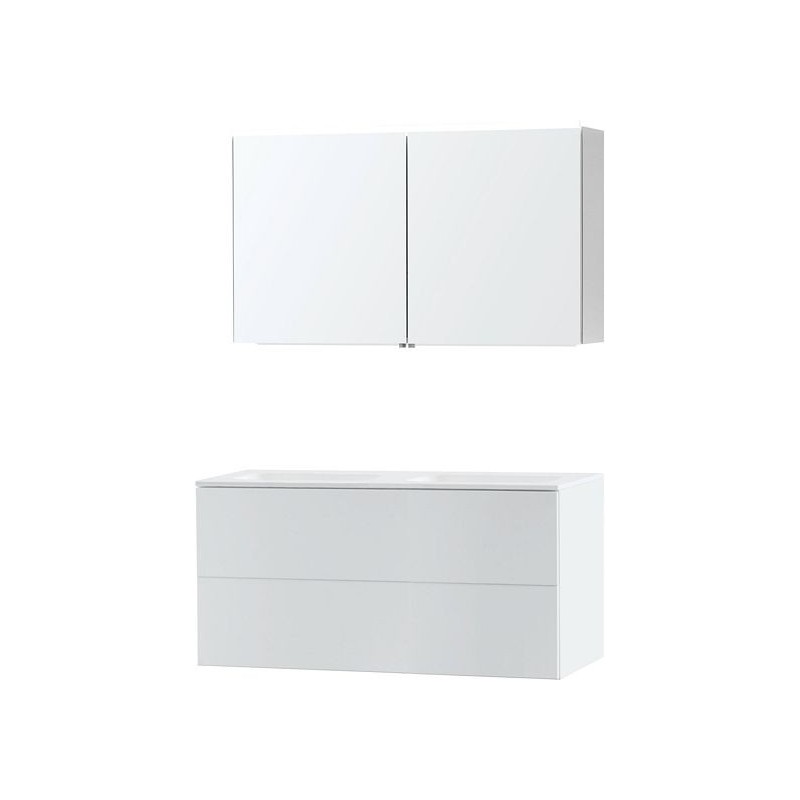 Meuble Puro duo blanc 120 solid molto avec armoire de toilette