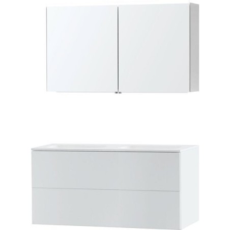 Meuble Puro duo blanc 120 solid molto avec armoire de toilette