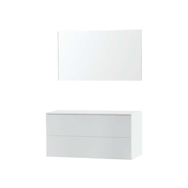 Meuble Puro duo blanc 120 solid à poser avec miroir