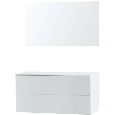 Meuble Puro duo blanc 120 solid à poser avec miroir