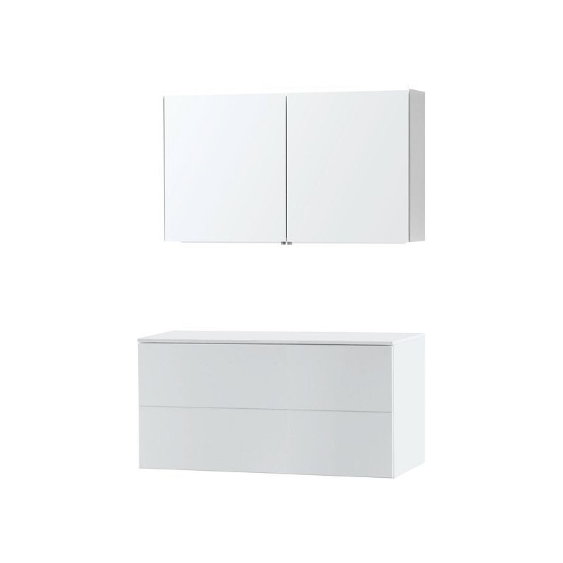 Meuble Puro duo blanc 120 solid à poser avec armoire de toilette