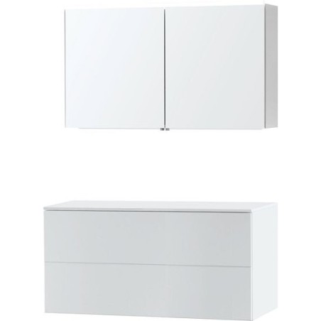 Meuble Puro duo blanc 120 solid à poser avec armoire de toilette