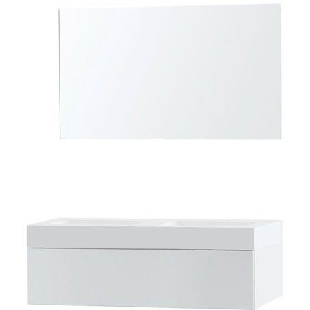 Meuble Puro duo coloris blanc 120 1 tiroir solid Puro avec miroir