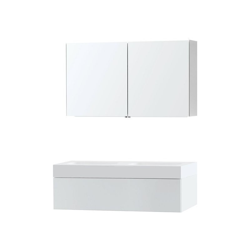 Meuble Puro duo coloris blanc 120 1 tiroir solid Puro avec armoire toilette