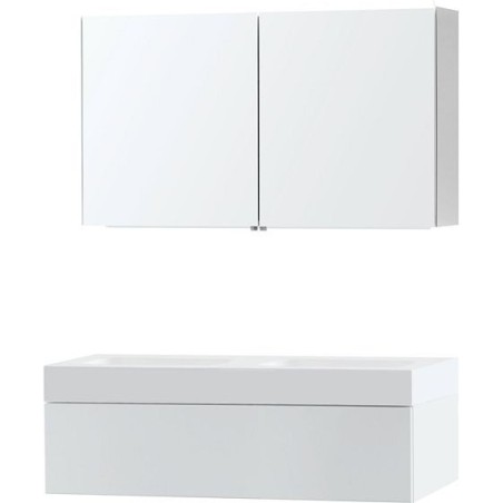 Meuble Puro duo coloris blanc 120 1 tiroir solid Puro avec armoire toilette