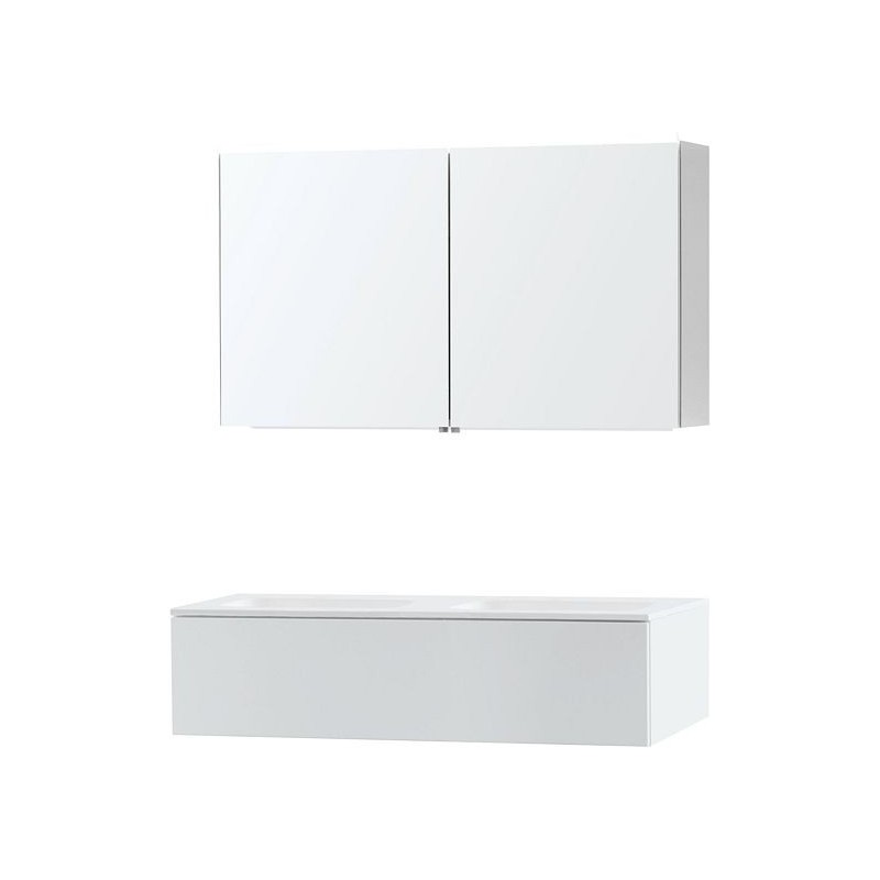Meuble Puro duo coloris blanc 120 1 tiroir solid molto avec armoire de toilette