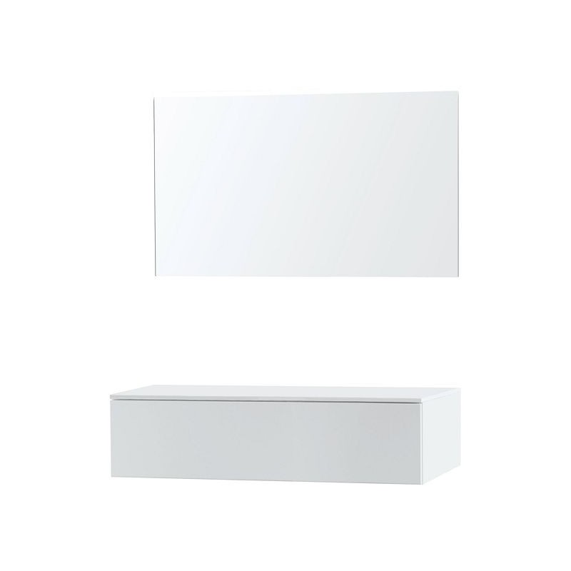 Meuble Puro duo coloris blanc 120 1 tiroir solid à poser avec miroir