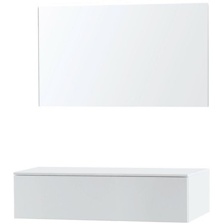 Meuble Puro duo coloris blanc 120 1 tiroir solid à poser avec miroir