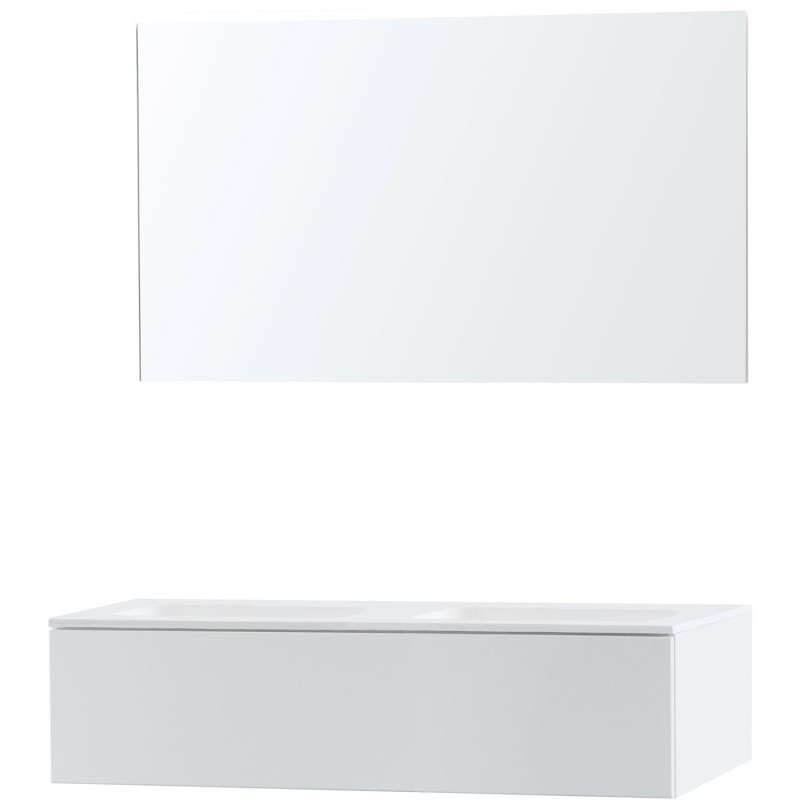 Meuble Puro duo coloris blanc 120 1 tiroir solid molto avec miroir