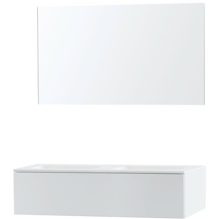 Meuble Puro duo coloris blanc 120 1 tiroir solid molto avec miroir
