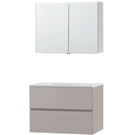 Meuble Molto 90 solid avec armoire de toilette coloris poudre gris