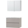 Meuble Molto 90 porcelaine avec armoire de toilette coloris poudre gris