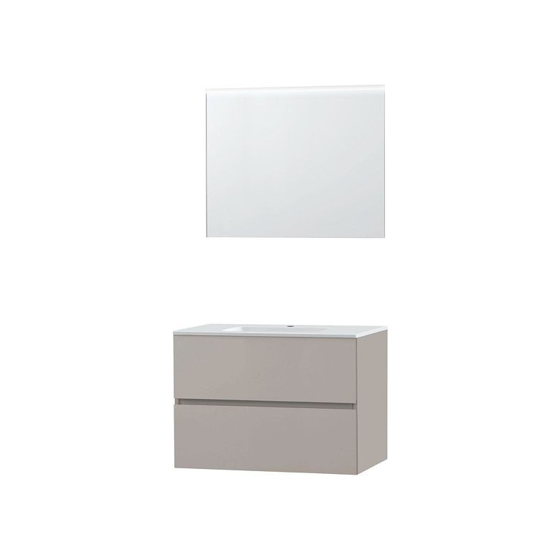 Meuble Molto 90 marbre synthétique avec miroir coloris poudre gris