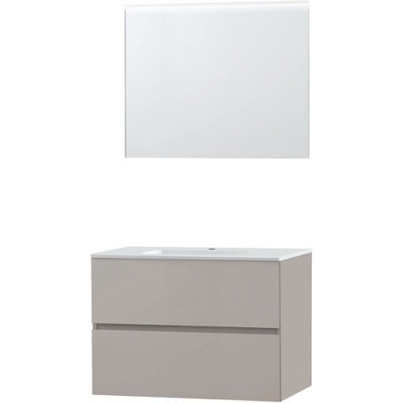 Meuble Molto 90 marbre synthétique avec miroir coloris poudre gris