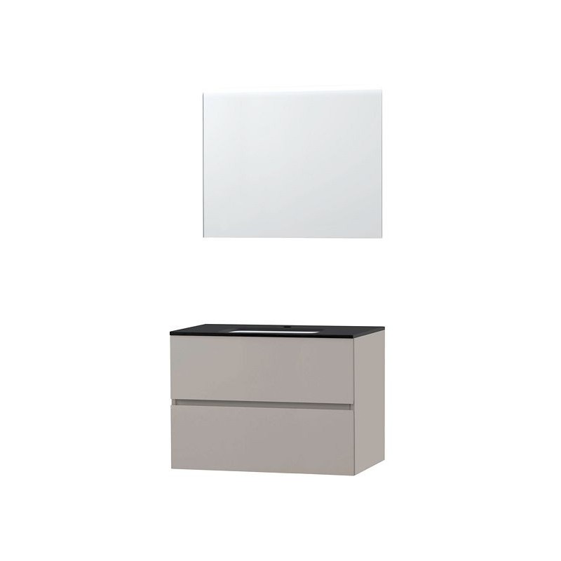 Meuble Molto 90 bleue belge avec miroir coloris poudre gris