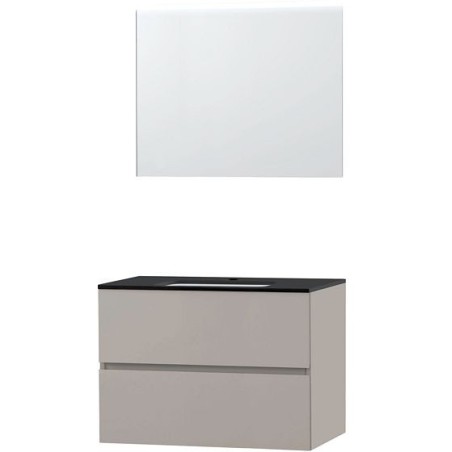 Meuble Molto 90 bleue belge avec miroir coloris poudre gris