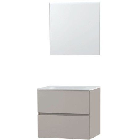 Meuble Molto 70 solid avec miroir coloris poudre gris
