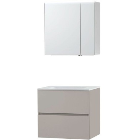 Meuble Molto 70 solid avec armoire de toilette coloris poudre gris