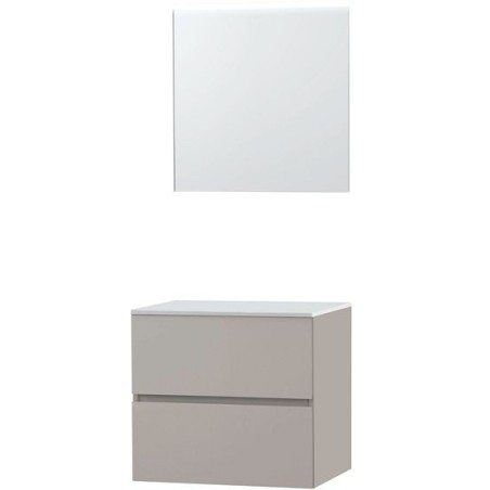 Meuble Molto 70 pour lavabo à poser solid avec miroir coloris poudre gris