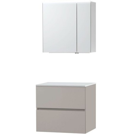 Meuble Molto 70 pour lavabo à poser solid avec armoire de toilette coloris poudre gris