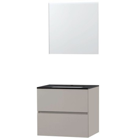 Meuble Molto 70 bleue belge avec miroir coloris poudre gris