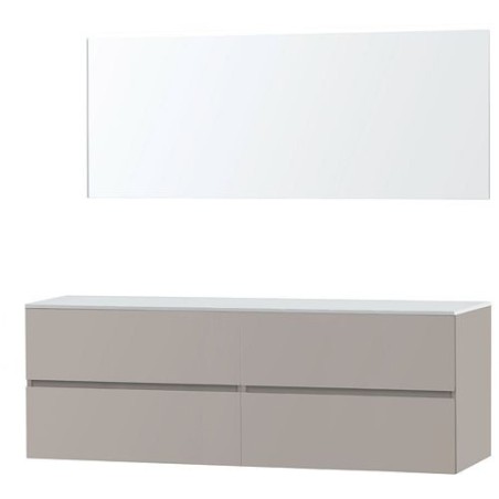 Meuble Molto 180 pour lavabo à poser solid avec miroir coloris poudre gris